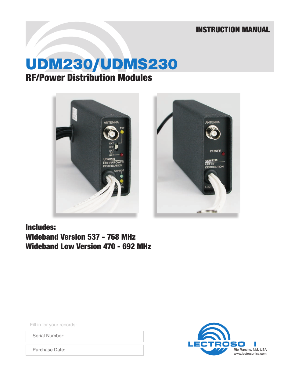 Lectrosonics UDM230 User Manual | 4 pages