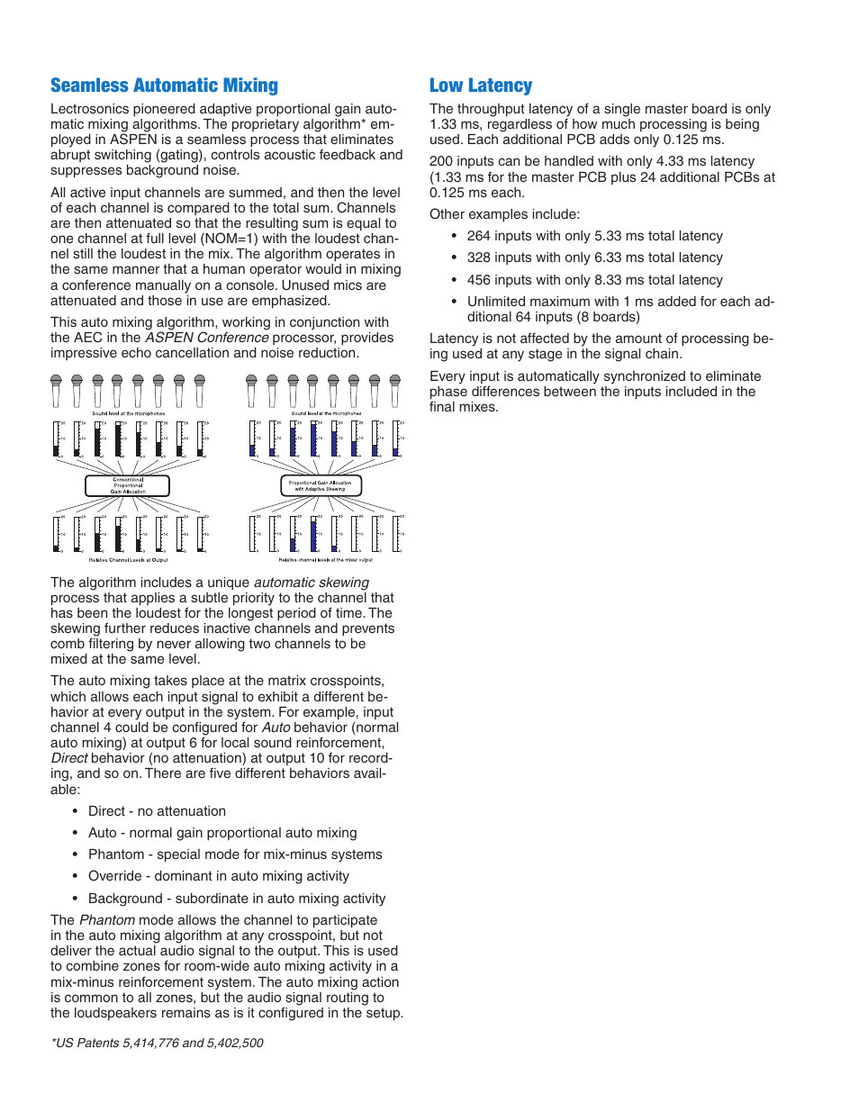 Low latency, Seamless automatic mixing | Lectrosonics ASPEN User Manual | Page 5 / 7