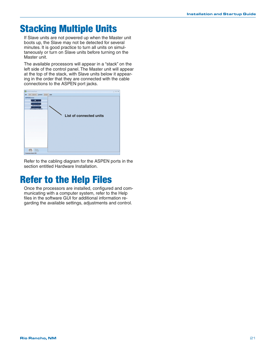 Stacking multiple units, Refer to the help files | Lectrosonics SPN812 User Manual | Page 21 / 24
