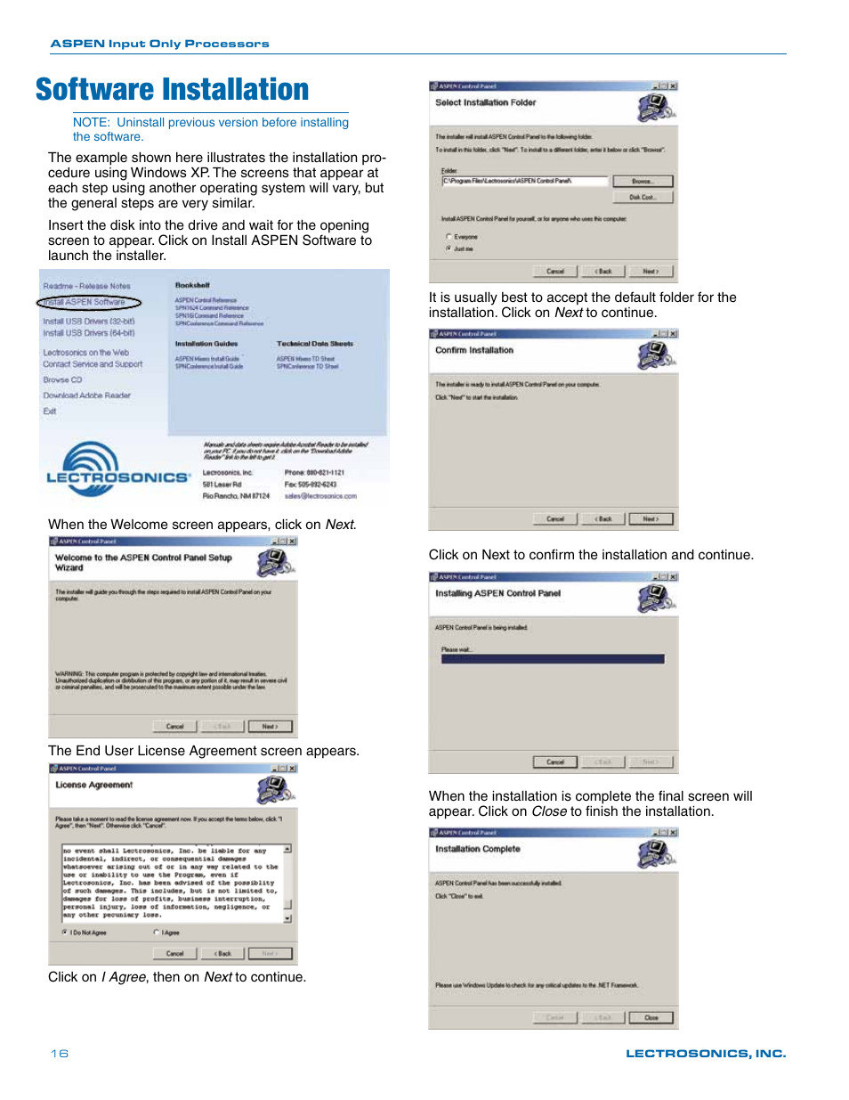 Software installation | Lectrosonics SPN32i User Manual | Page 16 / 20