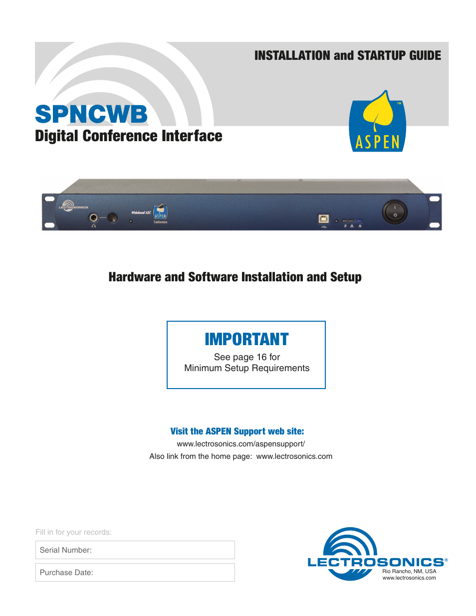 Lectrosonics SPNCWB User Manual | 24 pages