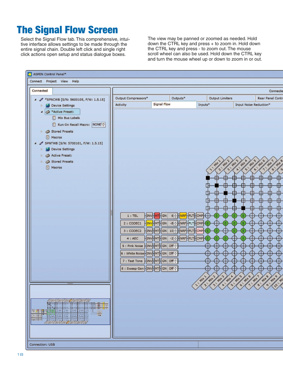 The signal flow screen | Lectrosonics SPNCWB User Manual | Page 18 / 24