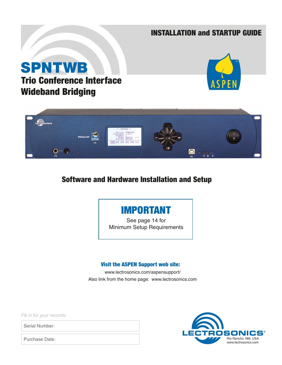 Lectrosonics SPNTWB User Manual | 24 pages