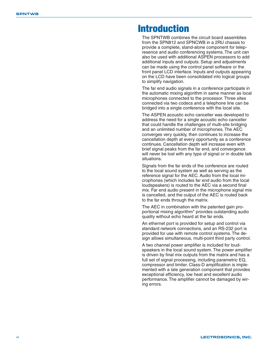 Introduction | Lectrosonics SPNTWB User Manual | Page 4 / 24