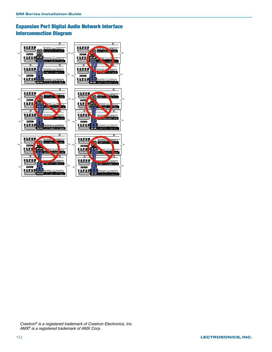 Crestron, Is a registered trademark of amx corp, Dm series installation guide lectrosonics, inc. 10 | Lectrosonics DM812 User Manual | Page 10 / 16