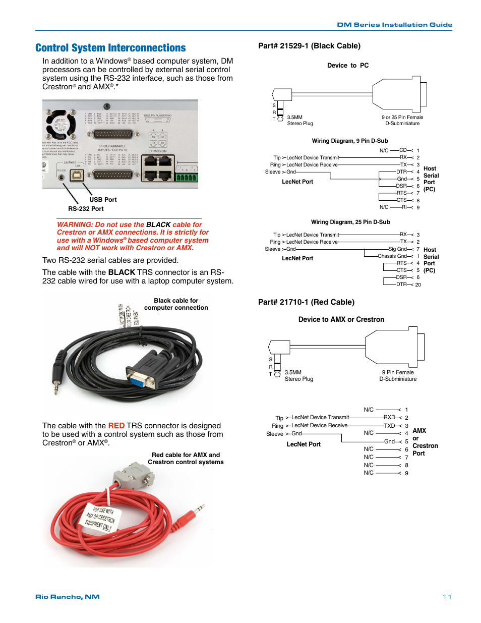 Control system interconnections | Lectrosonics DM812 User Manual | Page 11 / 16