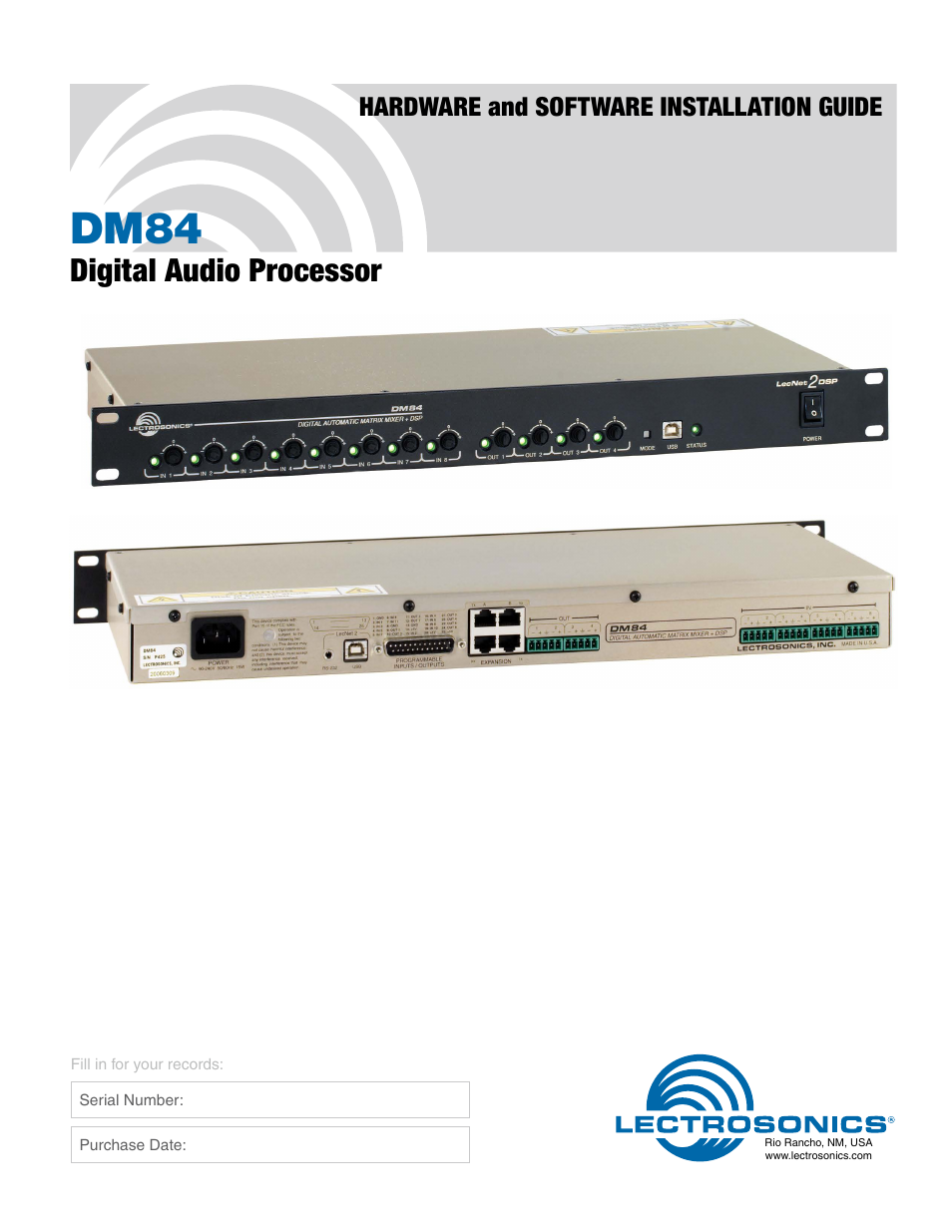 Lectrosonics DM84 User Manual | 16 pages