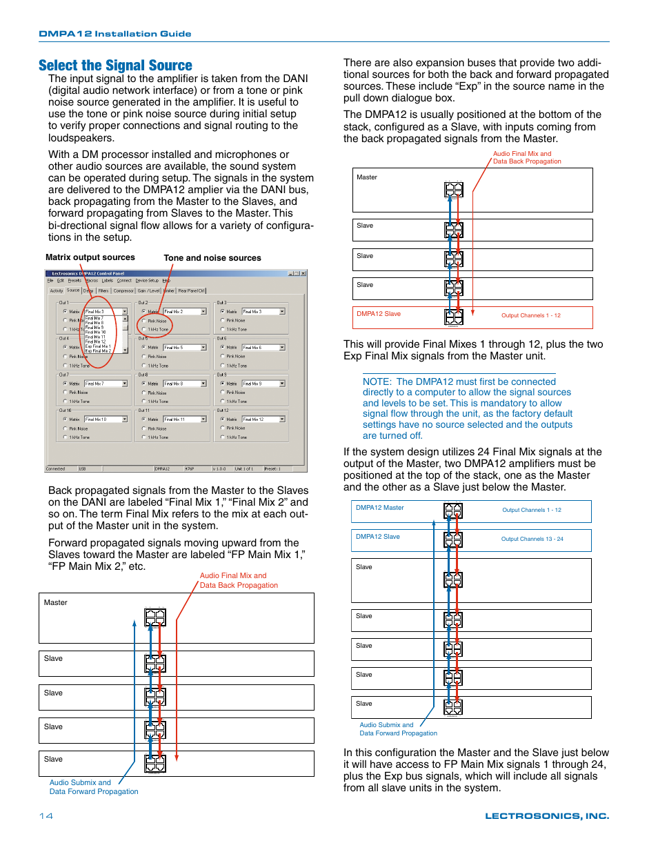 Select the signal source | Lectrosonics DMPA12 User Manual | Page 14 / 20