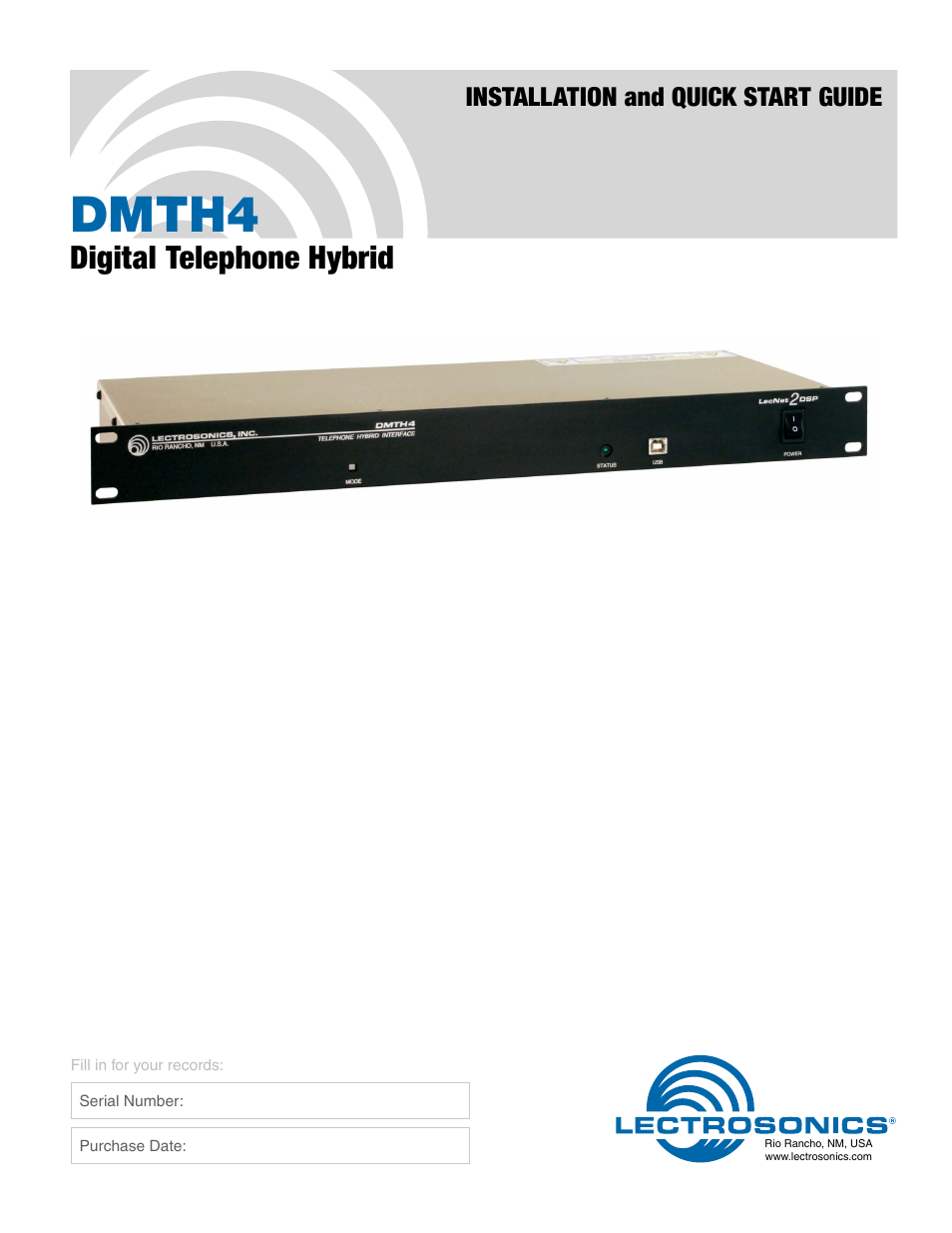 Lectrosonics DMTH4 User Manual | 24 pages