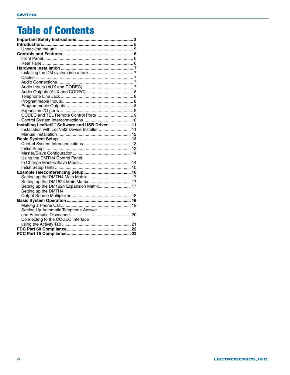 Lectrosonics DMTH4 User Manual | Page 4 / 24