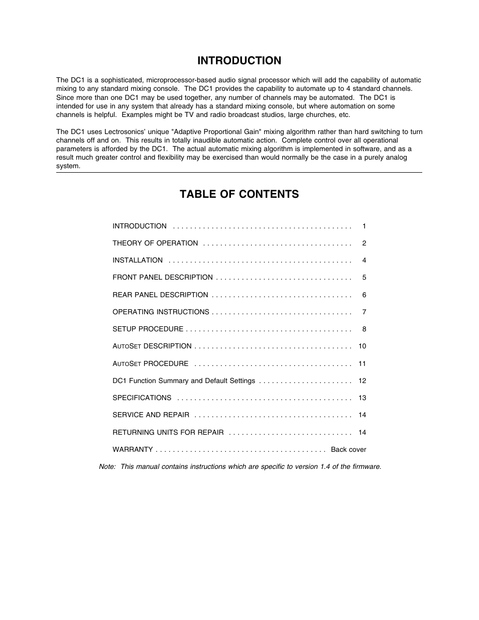 Lectrosonics DC1 User Manual | Page 2 / 16