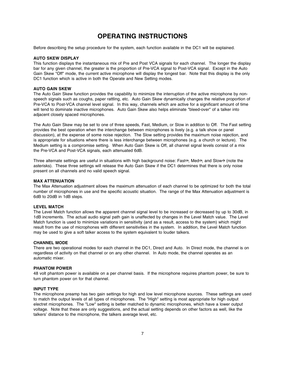 Operating instructions | Lectrosonics DC1 User Manual | Page 8 / 16
