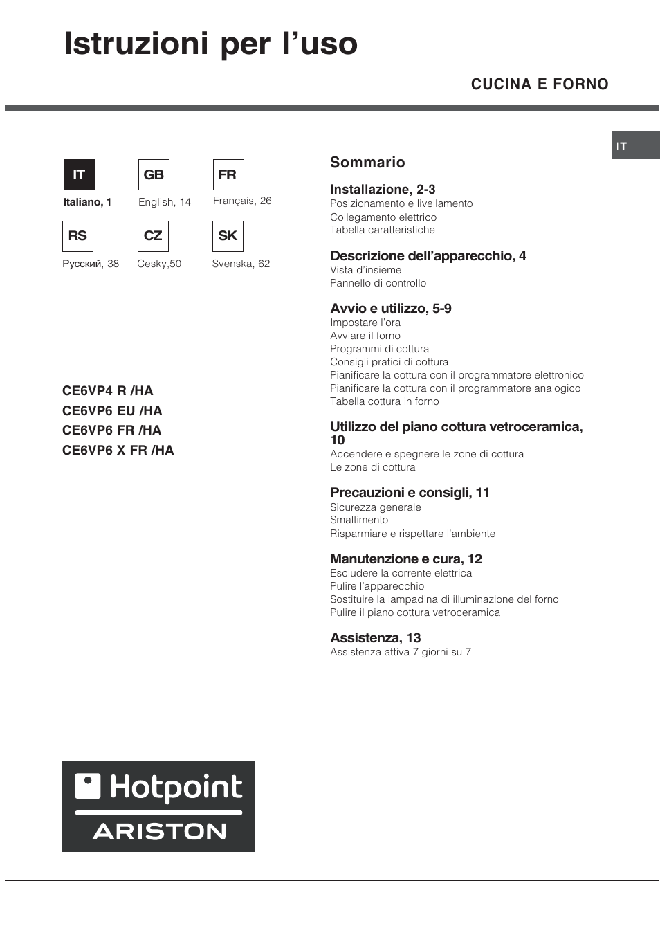 Ariston CE6VP4 User Manual | 76 pages