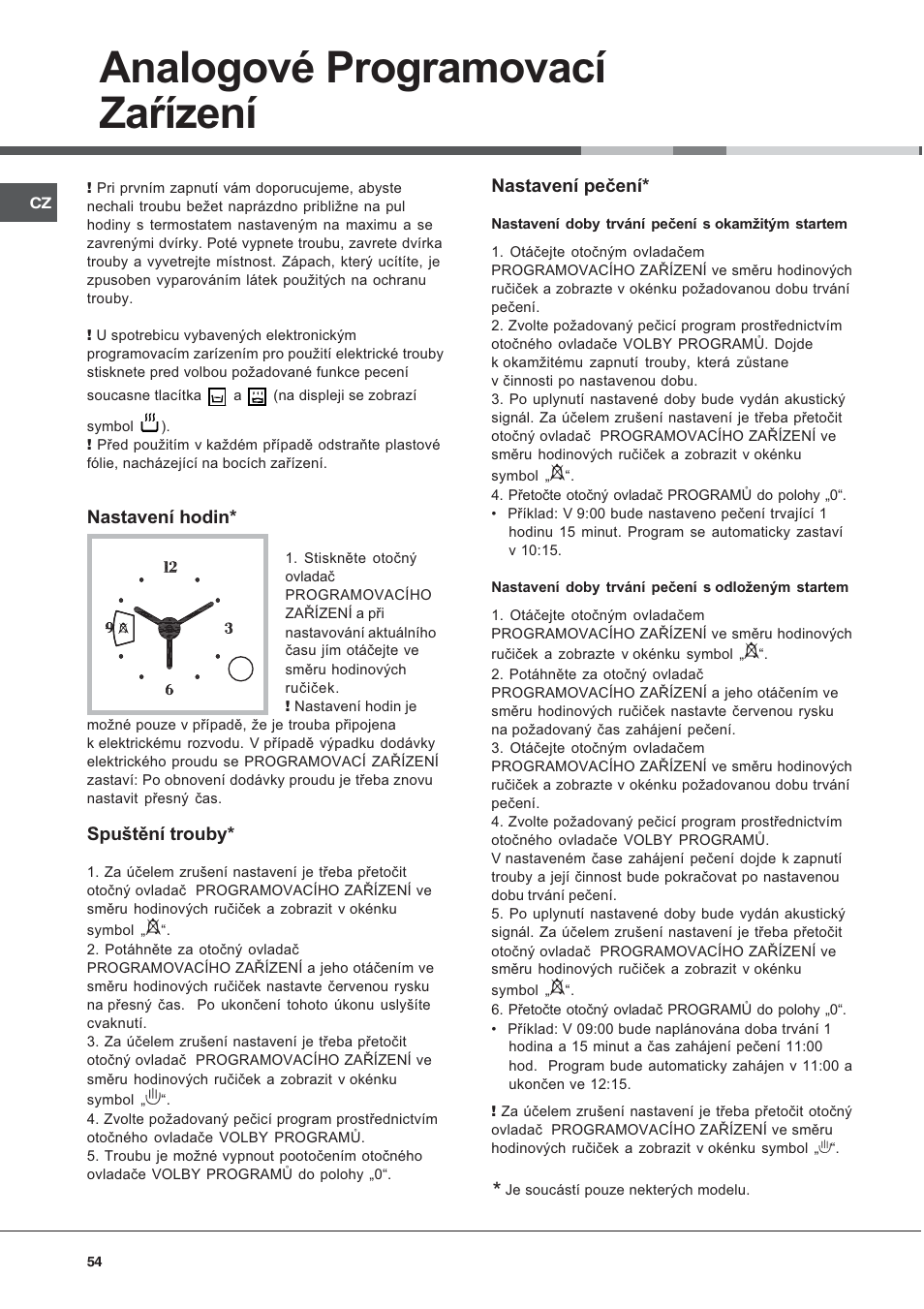 Analogové programovací zaøízení | Ariston CE6VP4 User Manual | Page 54 / 76