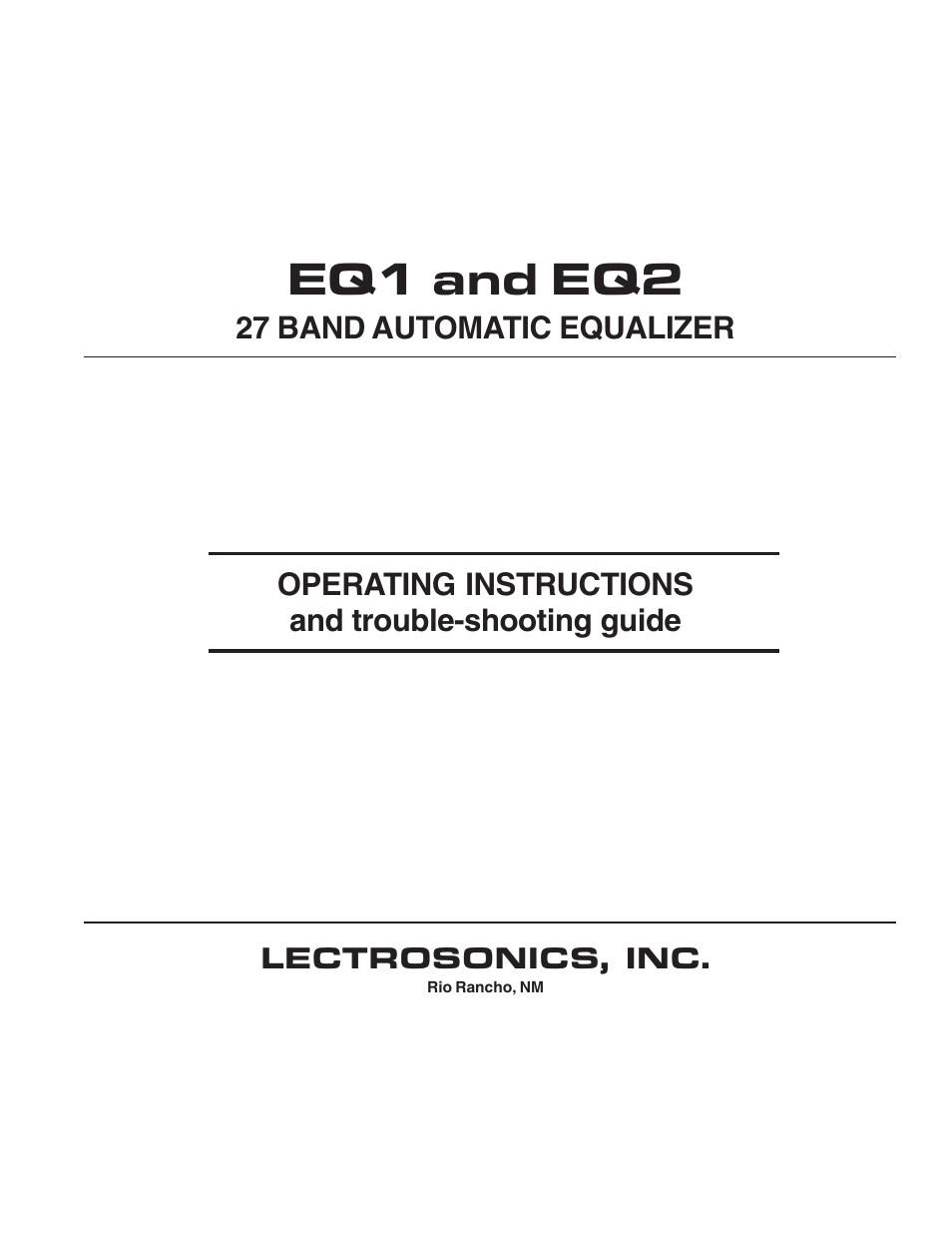 Lectrosonics EQ1_EQ2 User Manual | 16 pages
