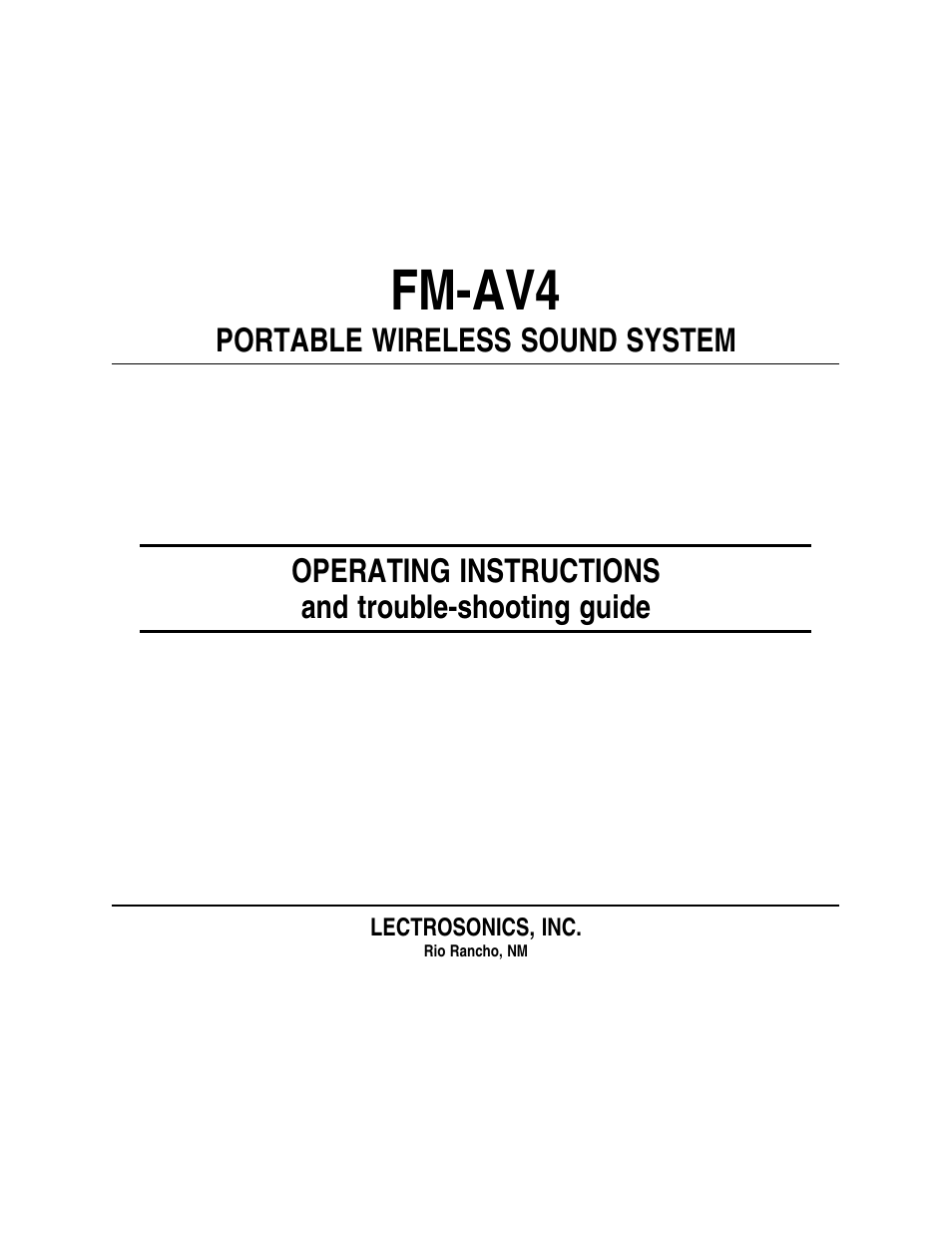 Lectrosonics FM870 User Manual | 18 pages