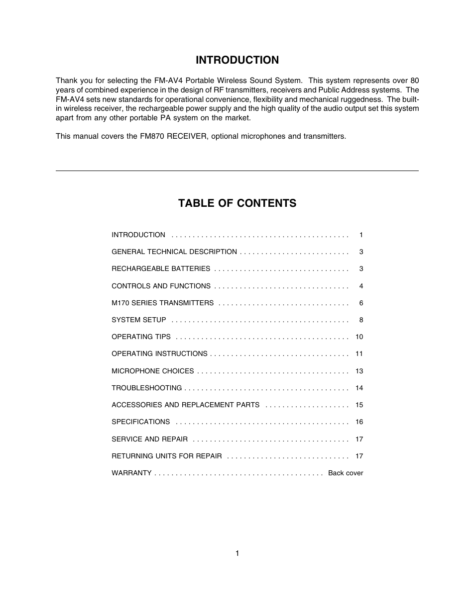 Lectrosonics FM870 User Manual | Page 2 / 18