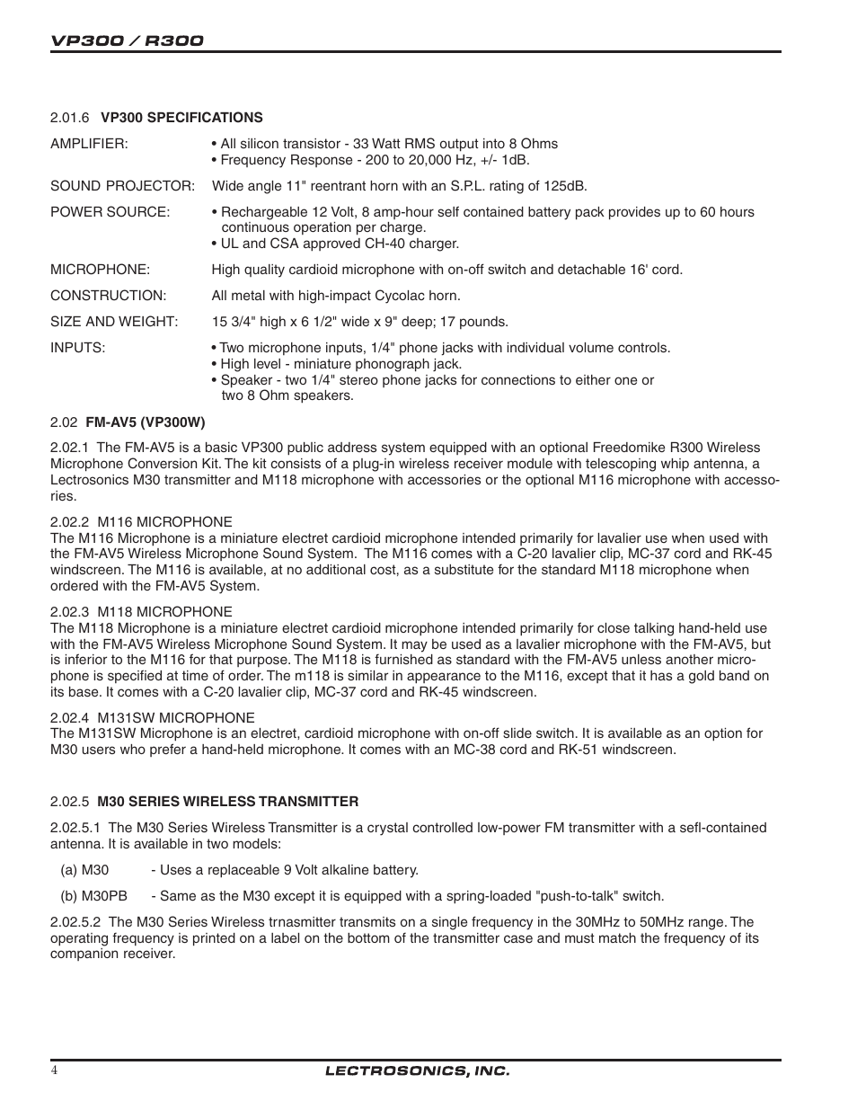 Lectrosonics VP300W User Manual | Page 4 / 12