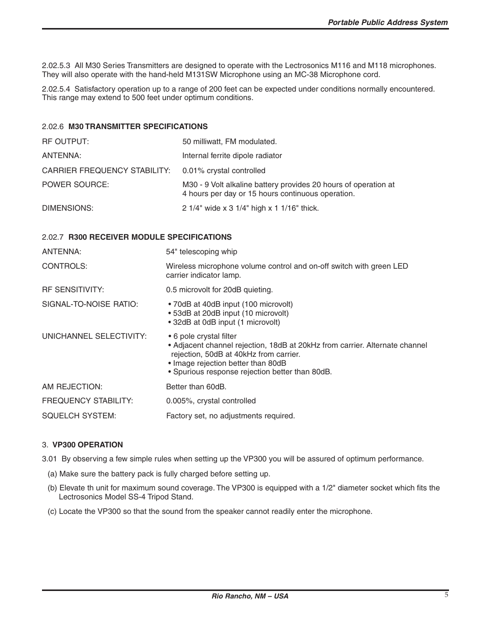 Lectrosonics VP300W User Manual | Page 5 / 12