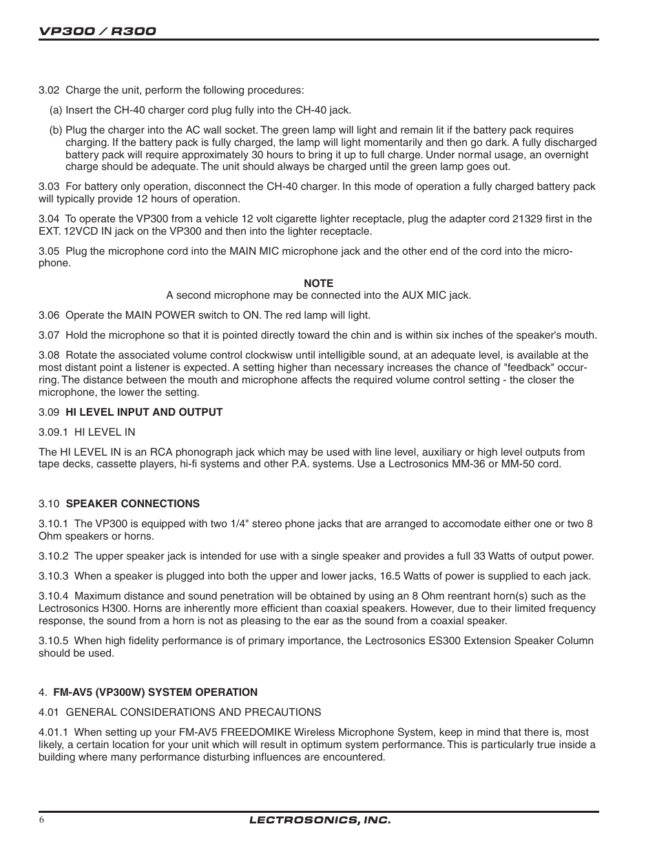 Lectrosonics VP300W User Manual | Page 6 / 12