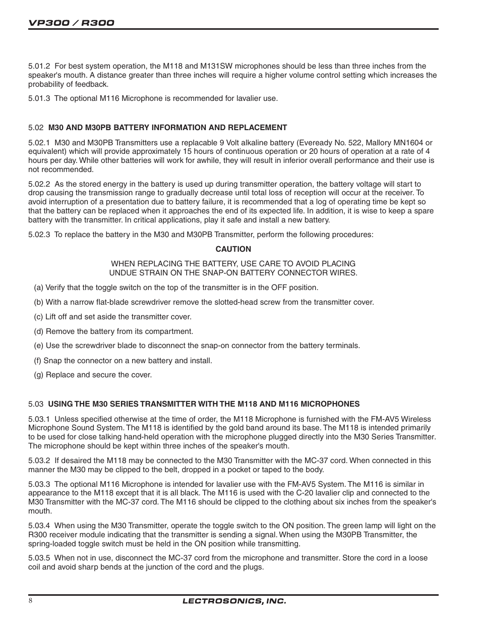 Lectrosonics VP300W User Manual | Page 8 / 12