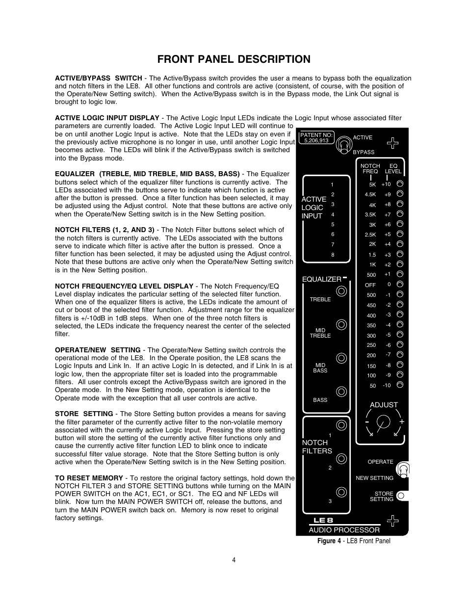 Front panel description | Lectrosonics LE Series User Manual | Page 5 / 13