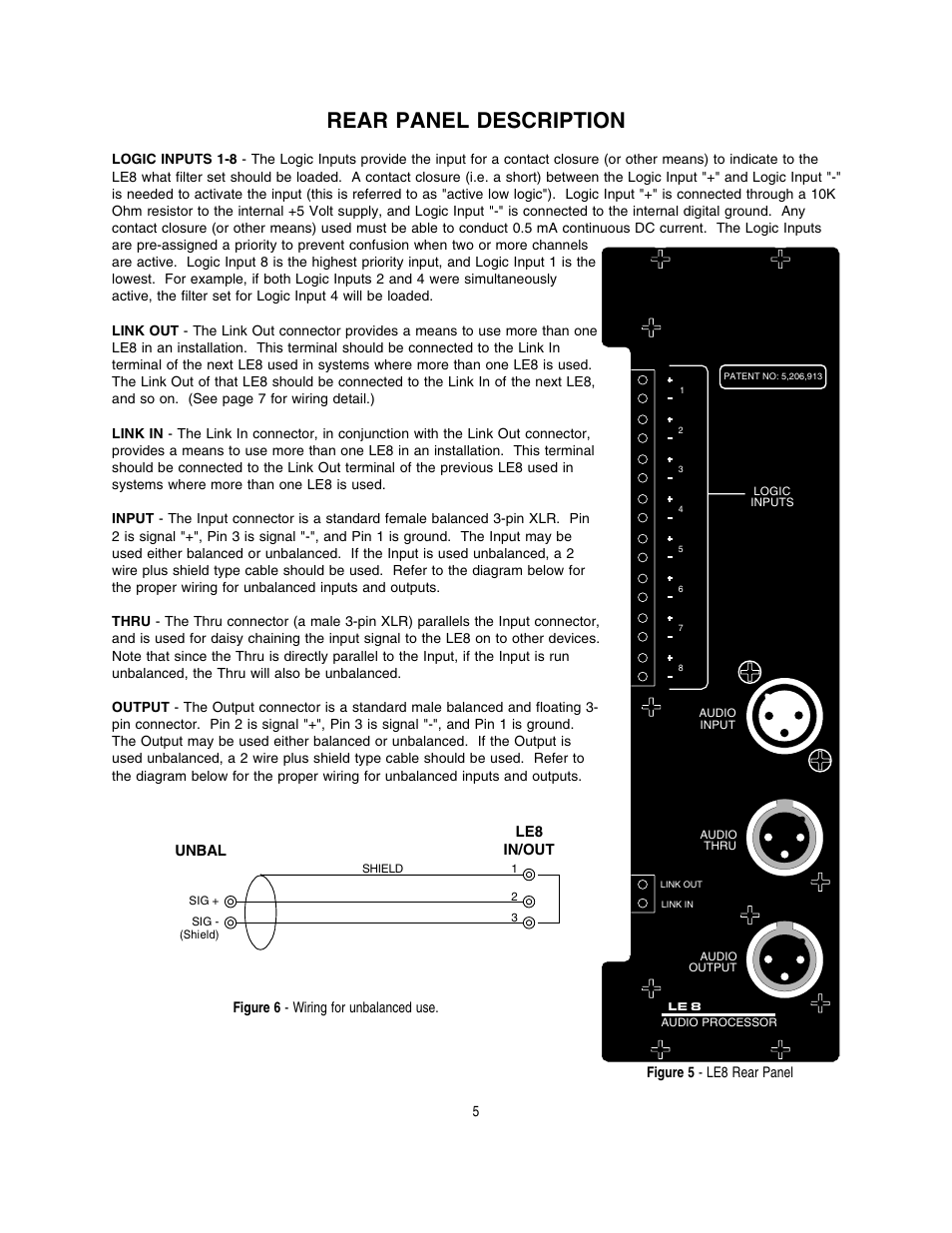 Rear panel description | Lectrosonics LE Series User Manual | Page 6 / 13