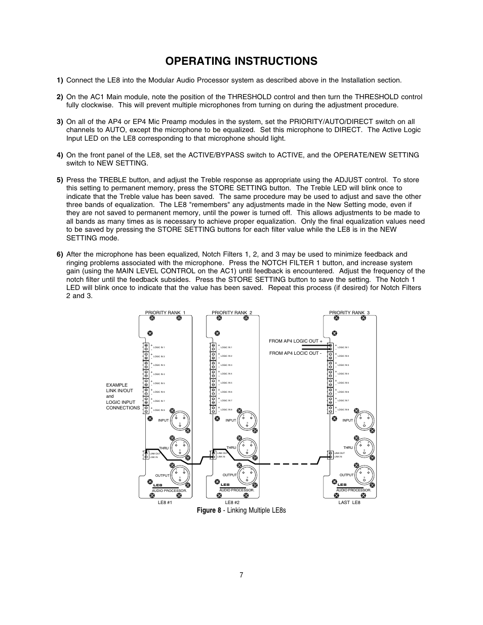 Operating instructions, Figure 8 - linking multiple le8s 7 | Lectrosonics LE Series User Manual | Page 8 / 13