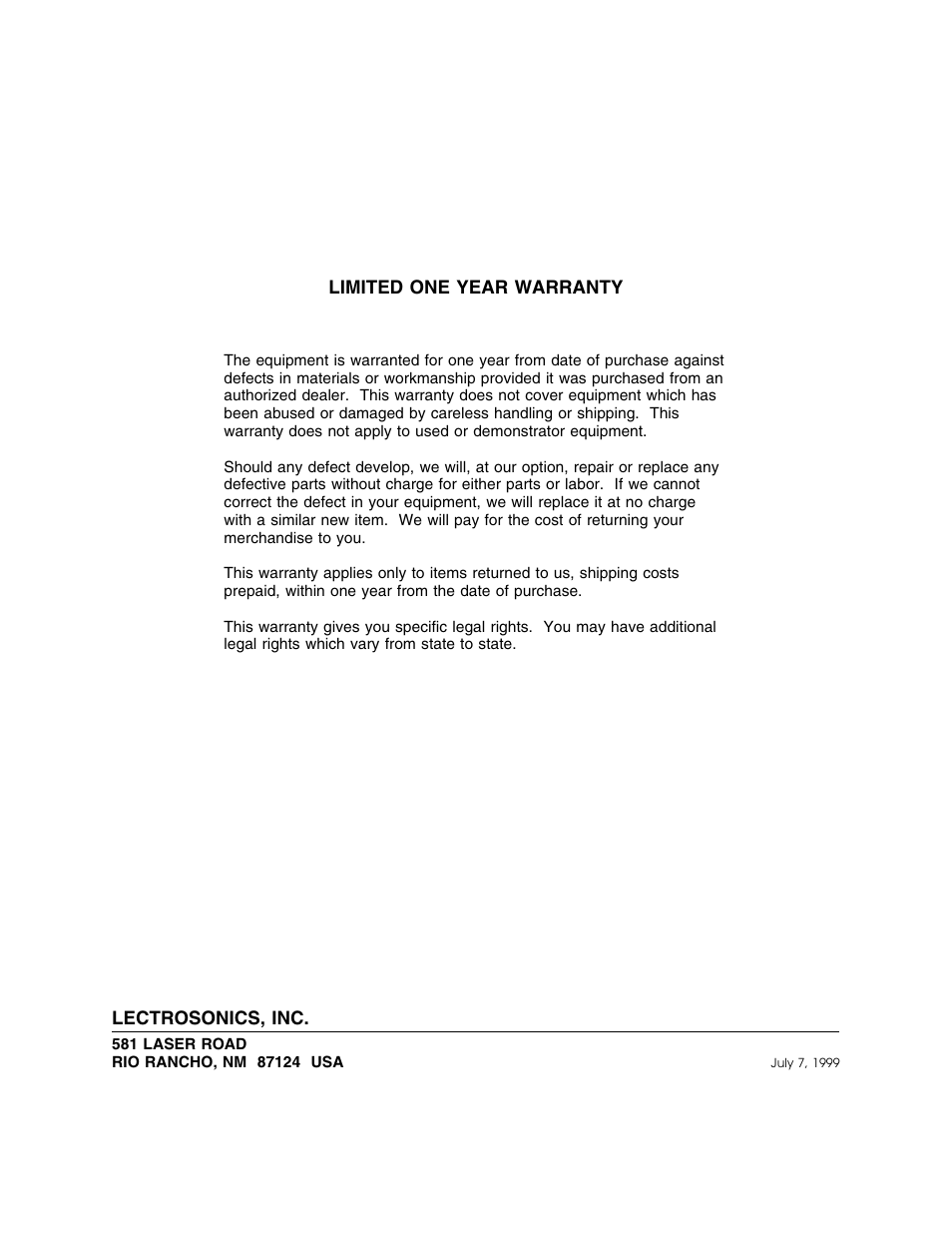 Lectrosonics Long Ranger II User Manual | Page 18 / 18