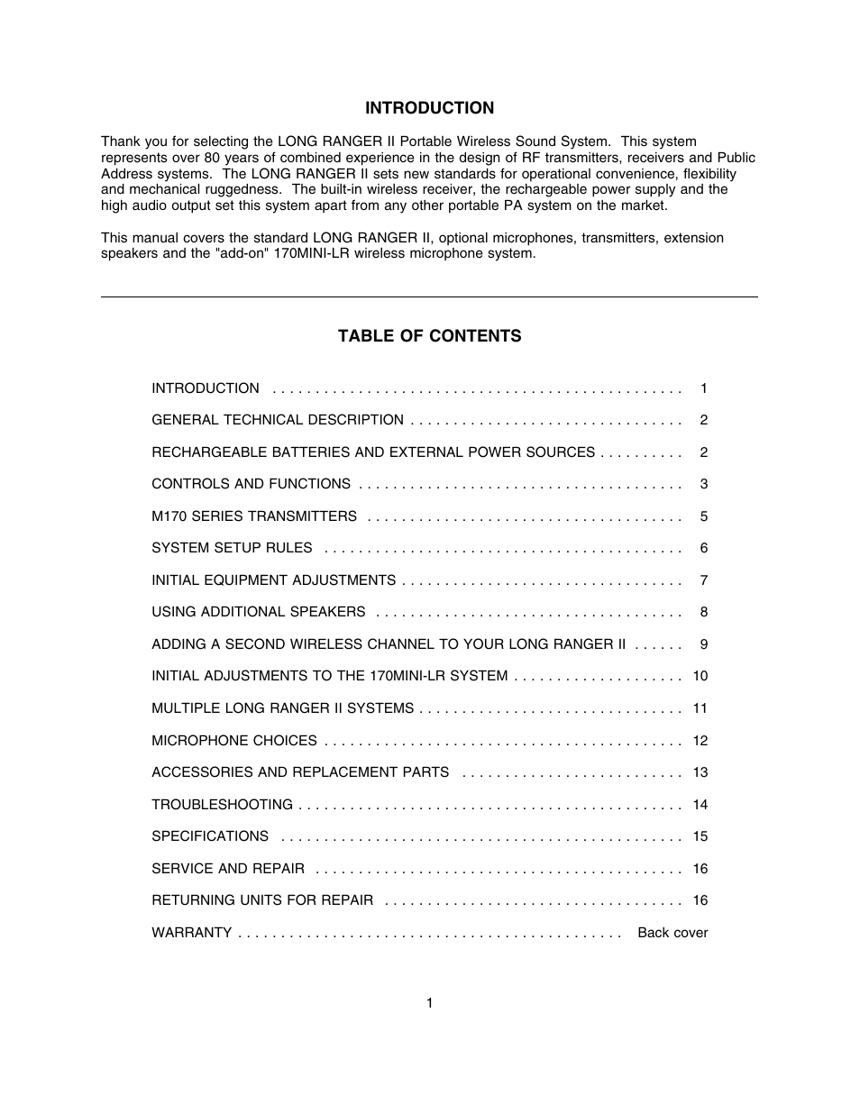 Lectrosonics Long Ranger II User Manual | Page 2 / 18