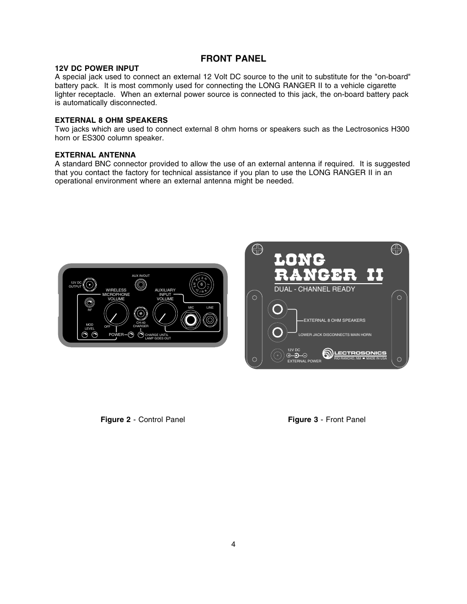 Front panel, Dual - channel ready | Lectrosonics Long Ranger II User Manual | Page 5 / 18