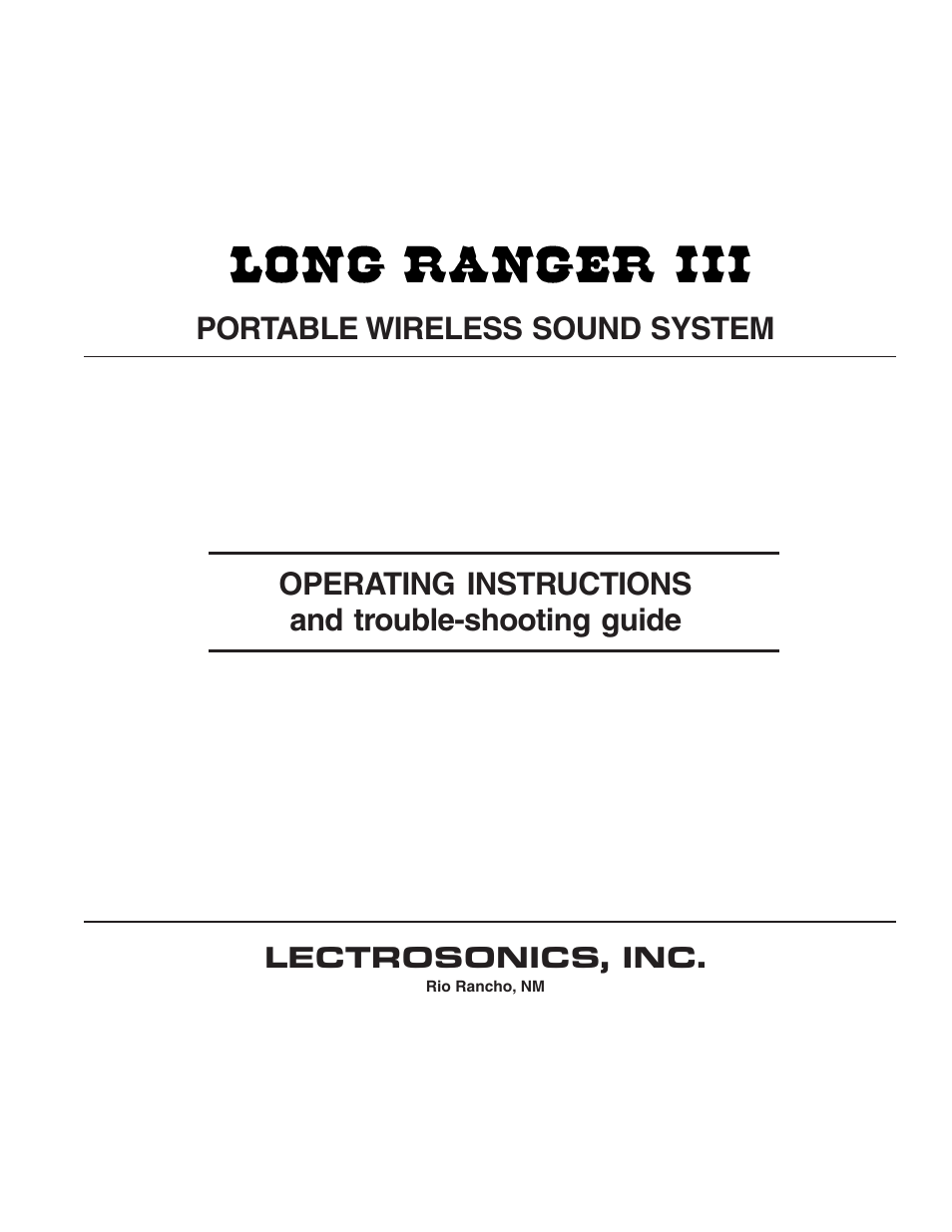Lectrosonics Long Ranger III User Manual | 16 pages