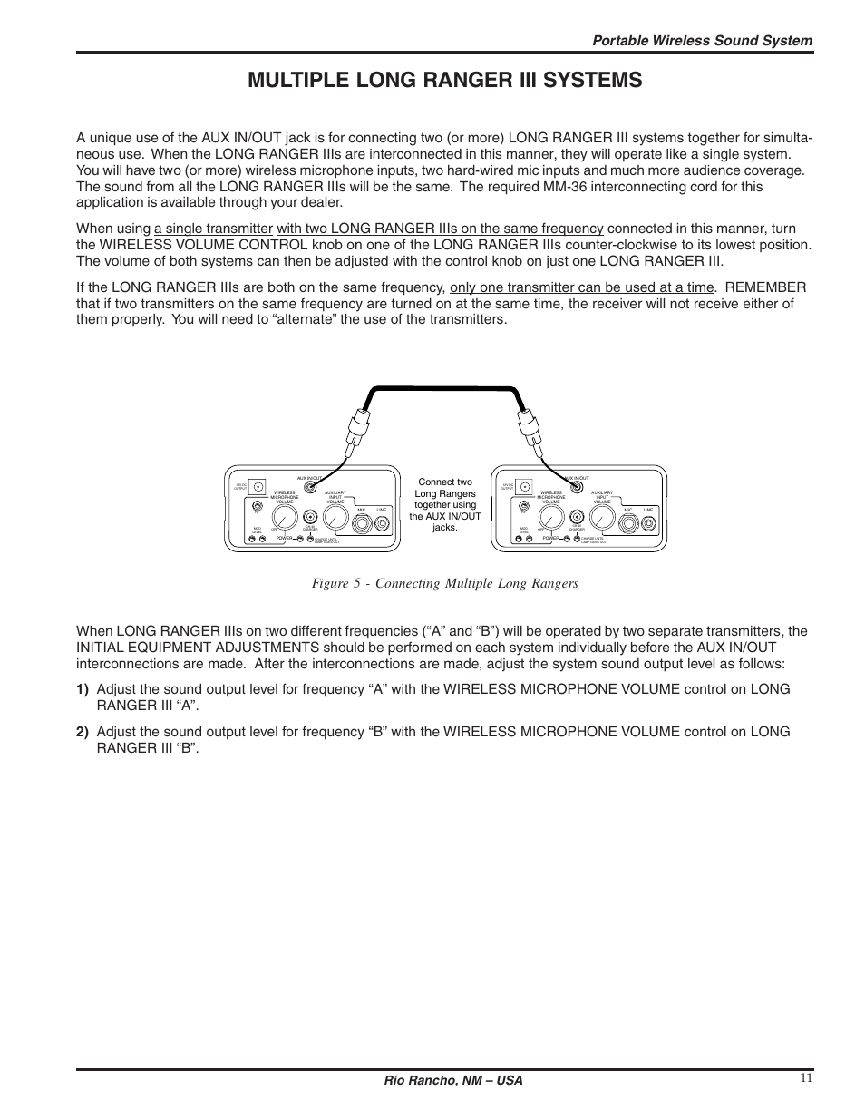 Multiple long ranger iii systems, Portable wireless sound system, Rio rancho, nm – usa 11 | Lectrosonics Long Ranger III User Manual | Page 11 / 16