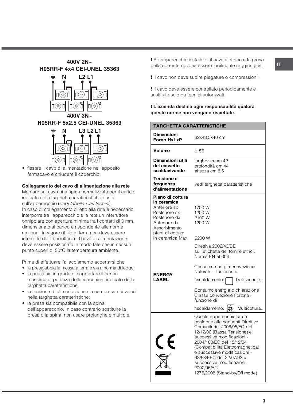 Ariston CE6VM3 R/HA User Manual | Page 3 / 68
