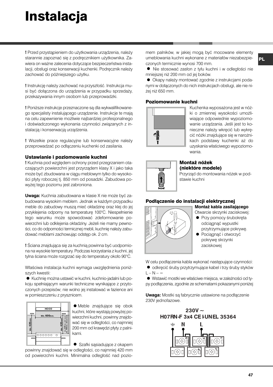Instalacja | Ariston CE6VM3 R/HA User Manual | Page 47 / 68