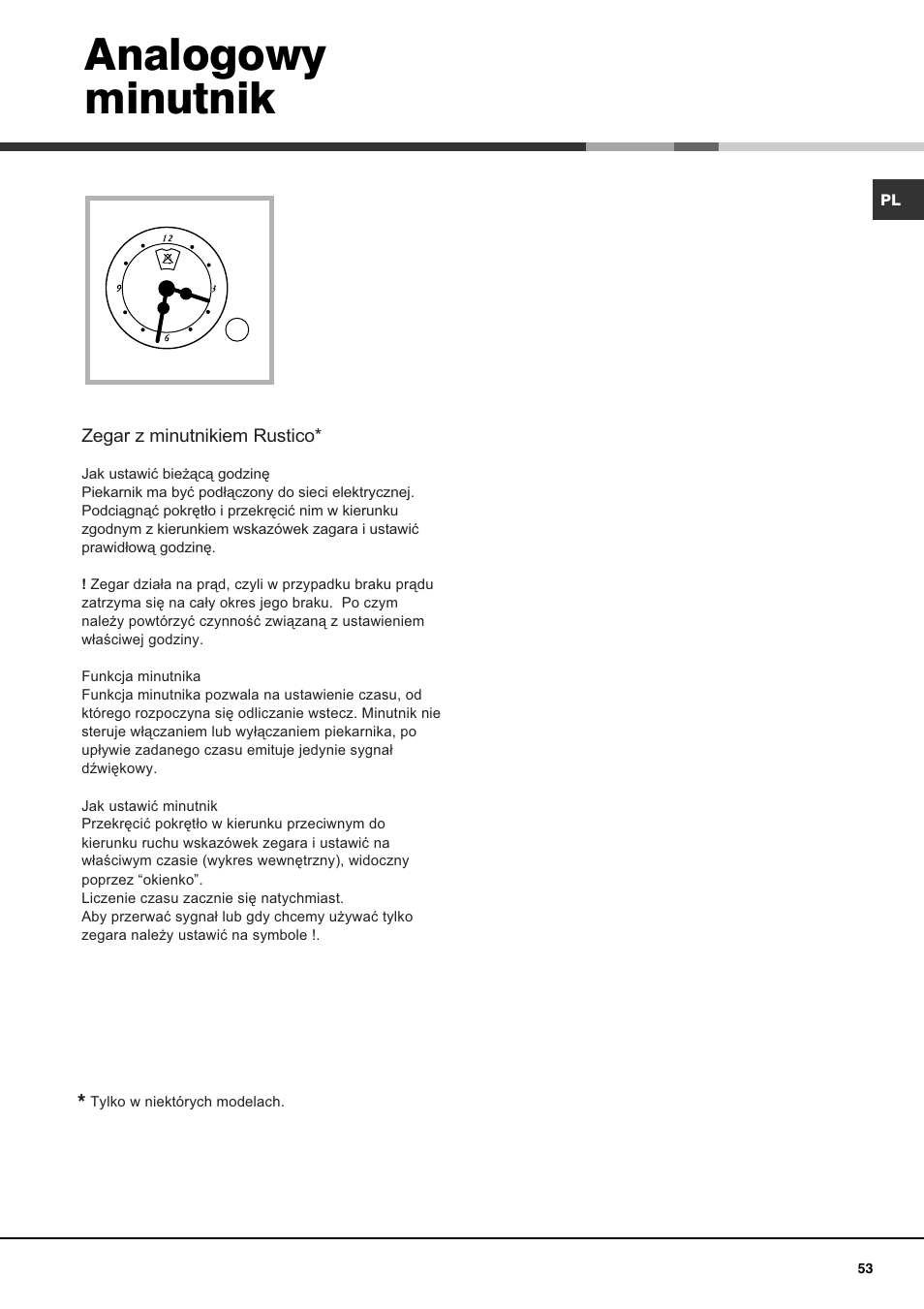 Analogowy minutnik | Ariston CE6VM3 R/HA User Manual | Page 53 / 68