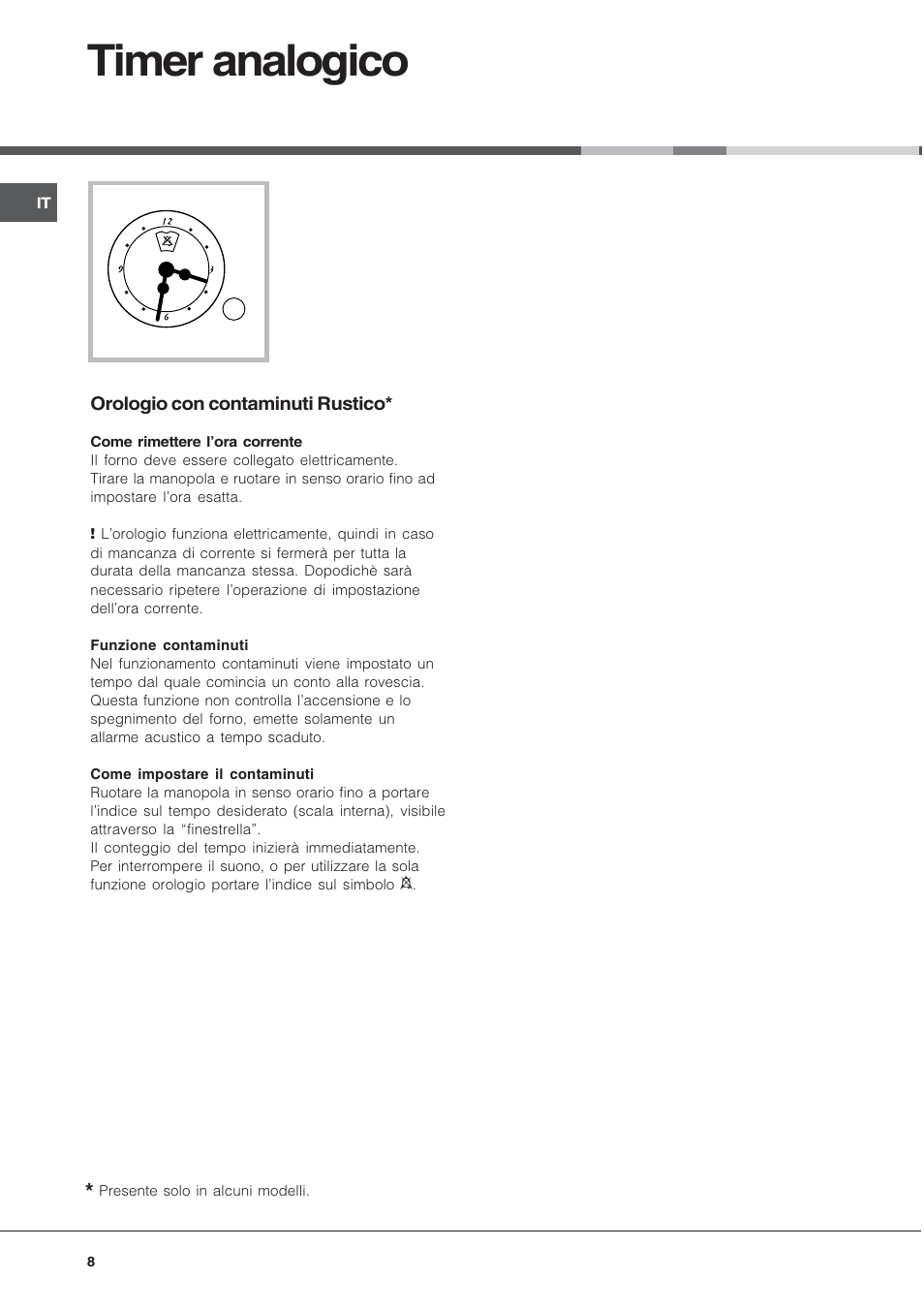 Timer analogico | Ariston CE6VM3 R/HA User Manual | Page 8 / 68