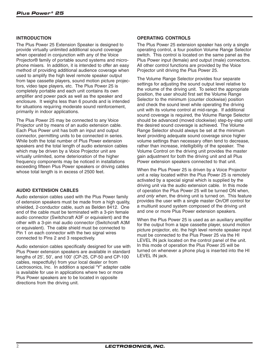 Lectrosonics PP25 User Manual | Page 2 / 6