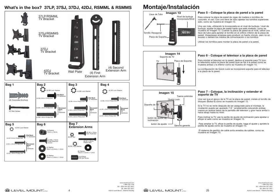 Montaje/instalación | Level Mount LM30LP User Manual | Page 4 / 14