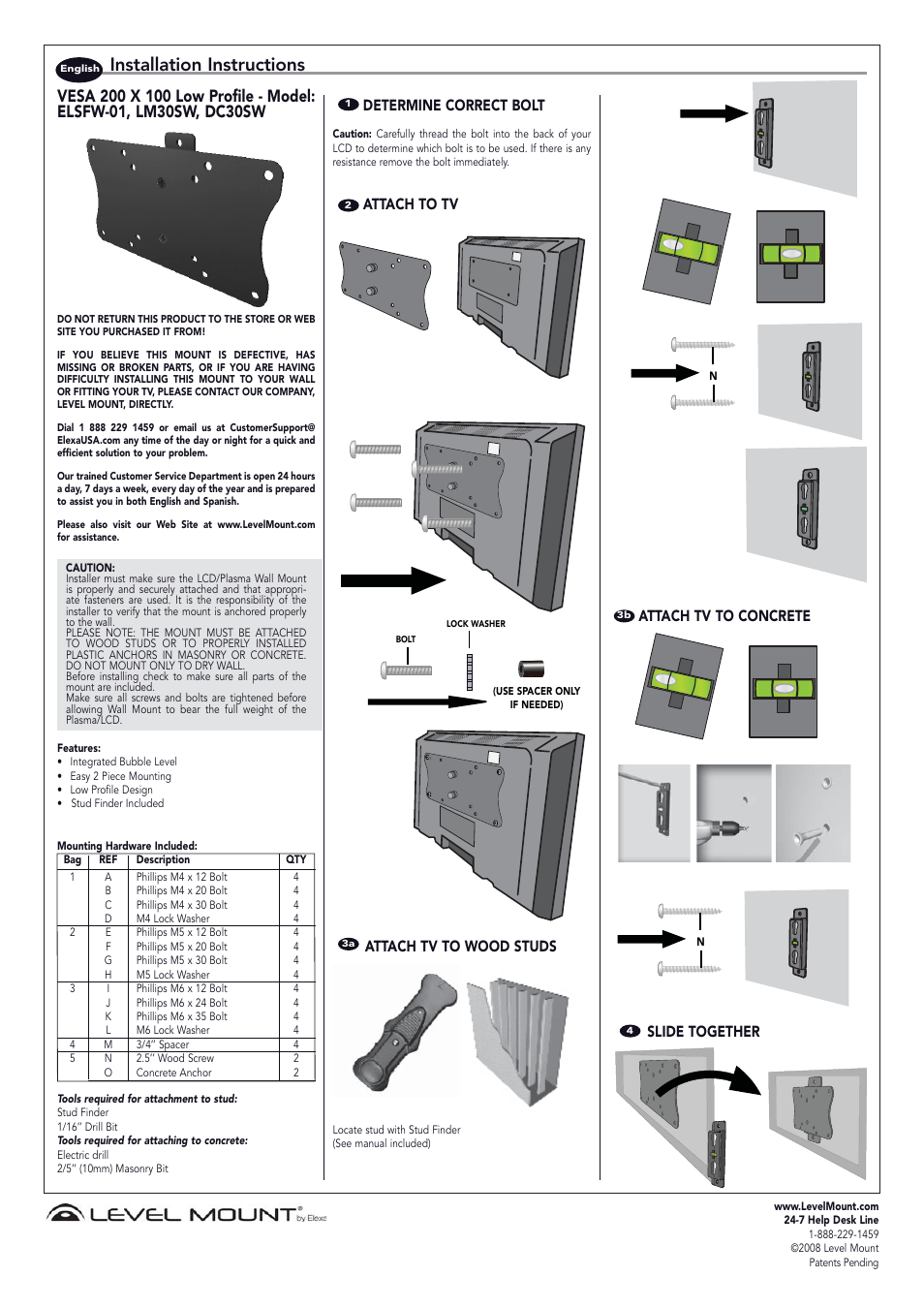 Level Mount LM30SW User Manual | 3 pages