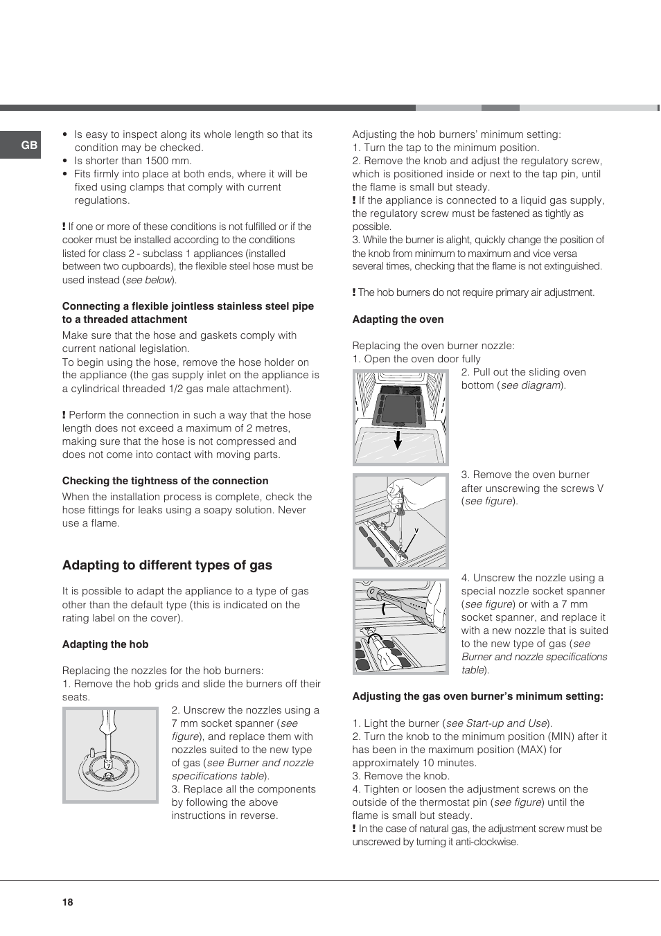 Adapting to different types of gas | Ariston CG64SG3 User Manual | Page 18 / 68