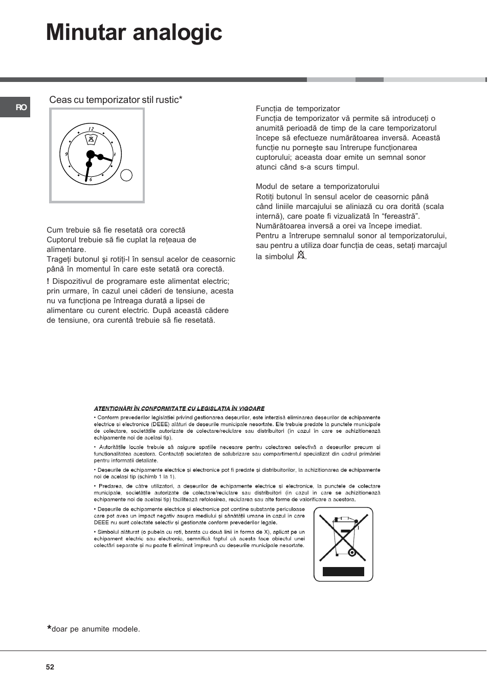 Minutar analogic | Ariston CG64SG3 User Manual | Page 52 / 68