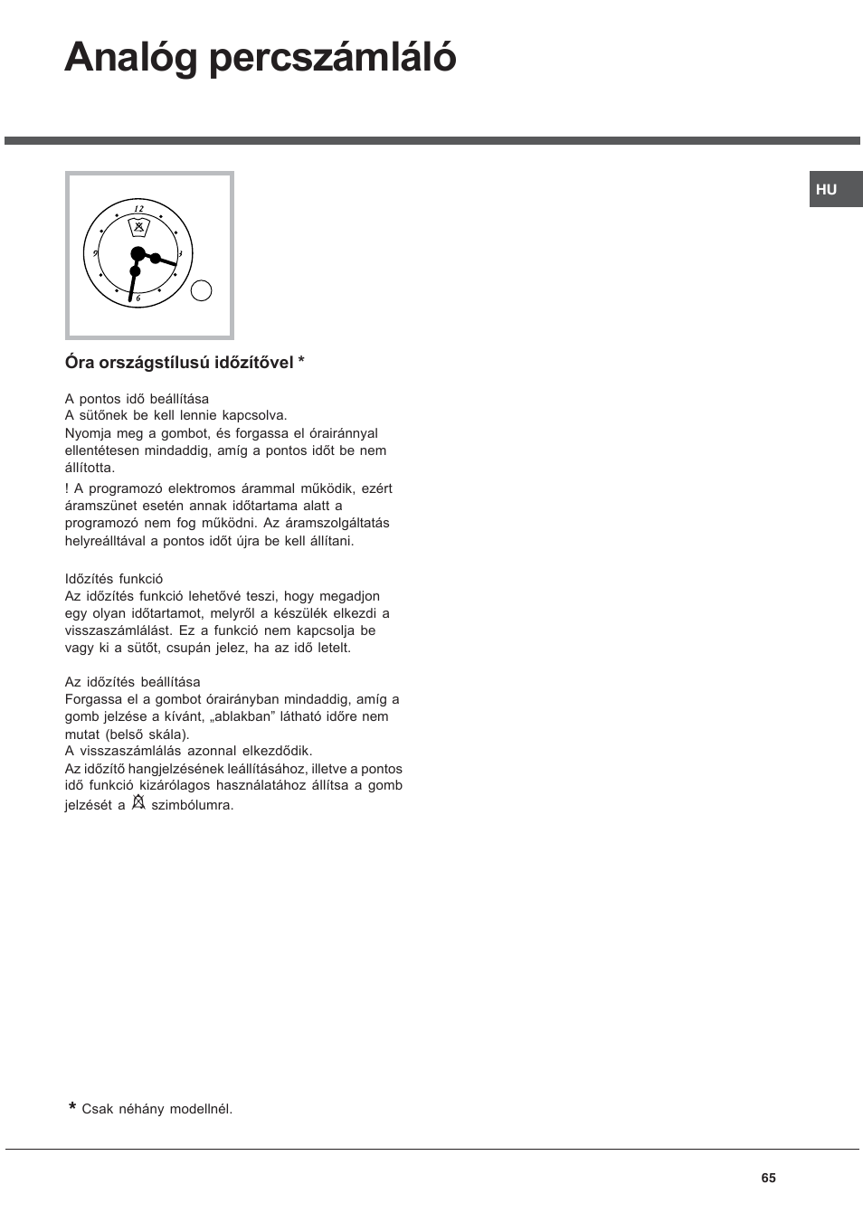Analóg percszámláló | Ariston CG64SG3 User Manual | Page 65 / 68