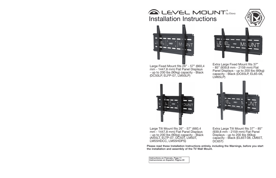 Level Mount DC65T User Manual | 16 pages