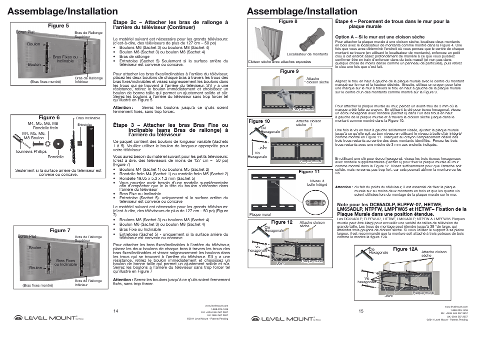 Assemblage/installation | Level Mount DC65ADLP User Manual | Page 14 / 14