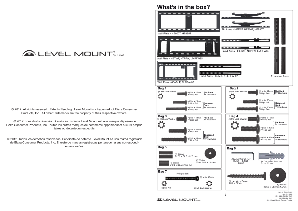 What’s in the box | Level Mount DC65ADLP User Manual | Page 3 / 14