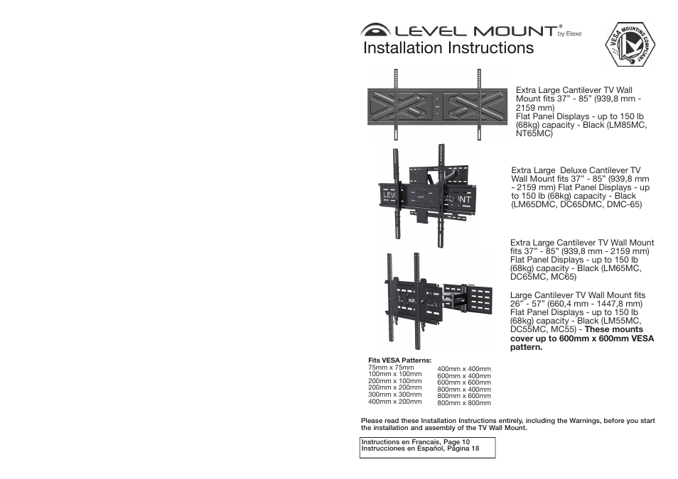 Level Mount MC55 User Manual | 14 pages
