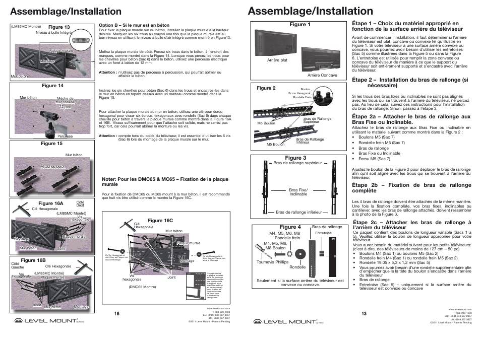 Assemblage/installation | Level Mount MC55 User Manual | Page 13 / 14