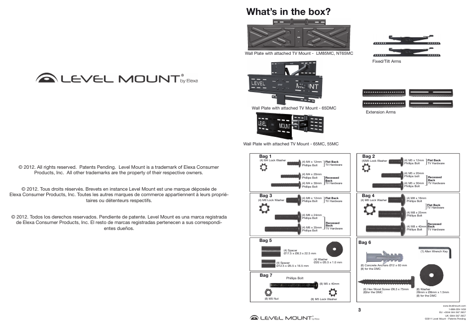 What’s in the box | Level Mount MC55 User Manual | Page 3 / 14