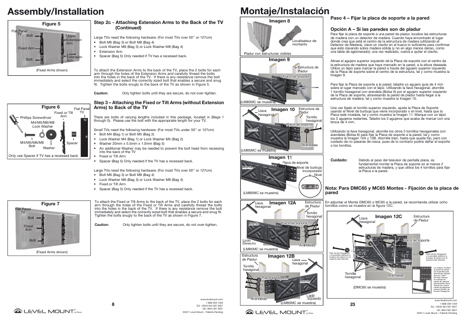 Assembly/installation, Montaje/instalación | Level Mount MC55 User Manual | Page 6 / 14